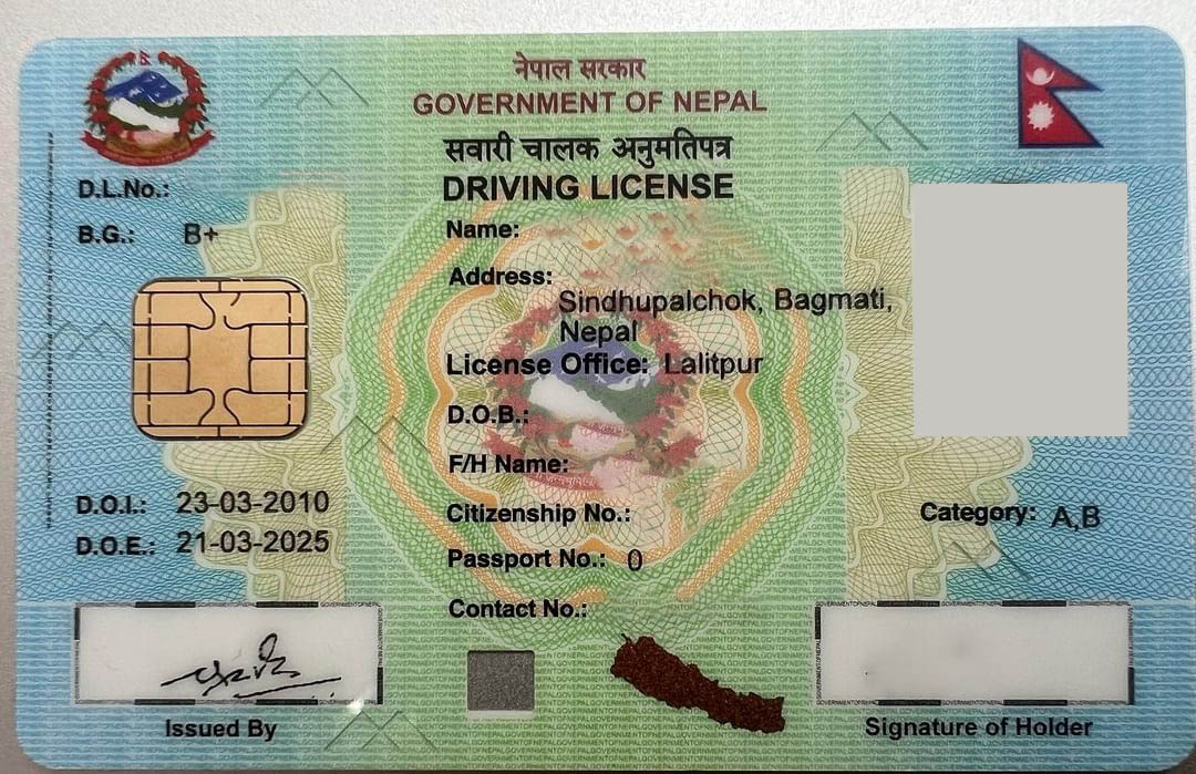 Get Your Smart Card License Printed In 3 Days Nepal Direction Kathmandu